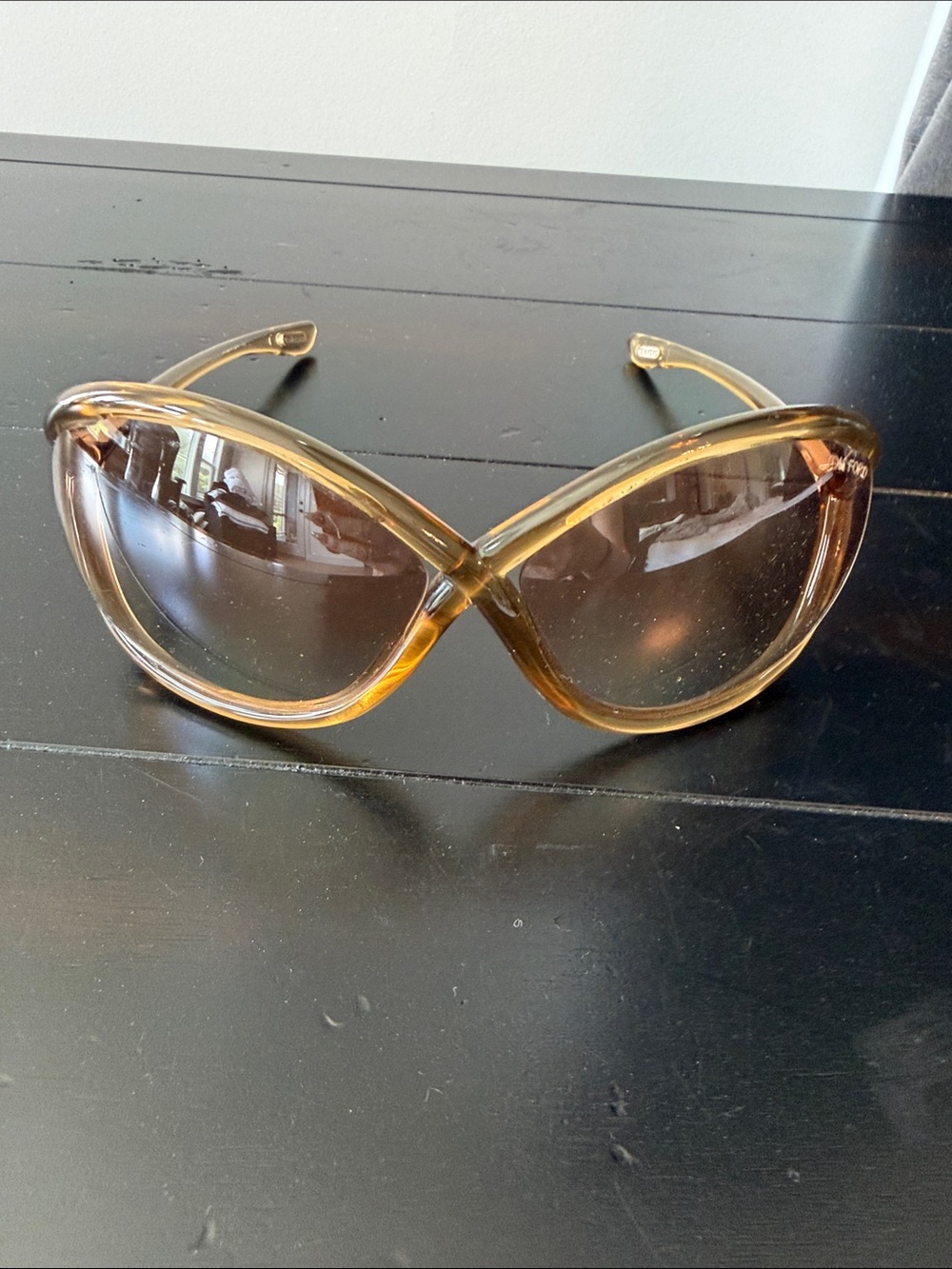 Tom Ford Oversized Amber Brown Cat-Eye Sunglasses